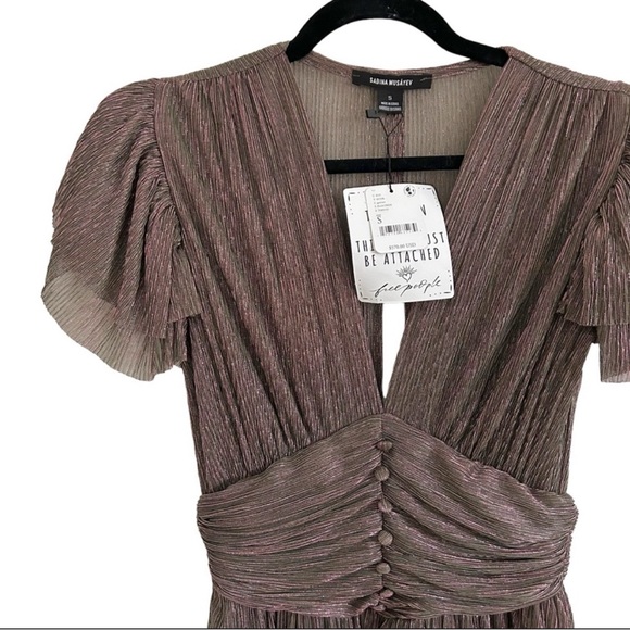 NWT Sabina Musayev Ella Metallic Tiered Maxi Dress - Picture 2 of 3